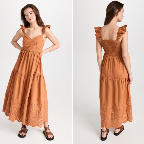NWOT Moon River Embroidered Poplin Dress in Sienna, Size Medium - Picture 1 of 8